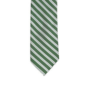 Breuer Green White Striped Silk Cotton Tie Handmade Italy Mens Necktie 3"X58"